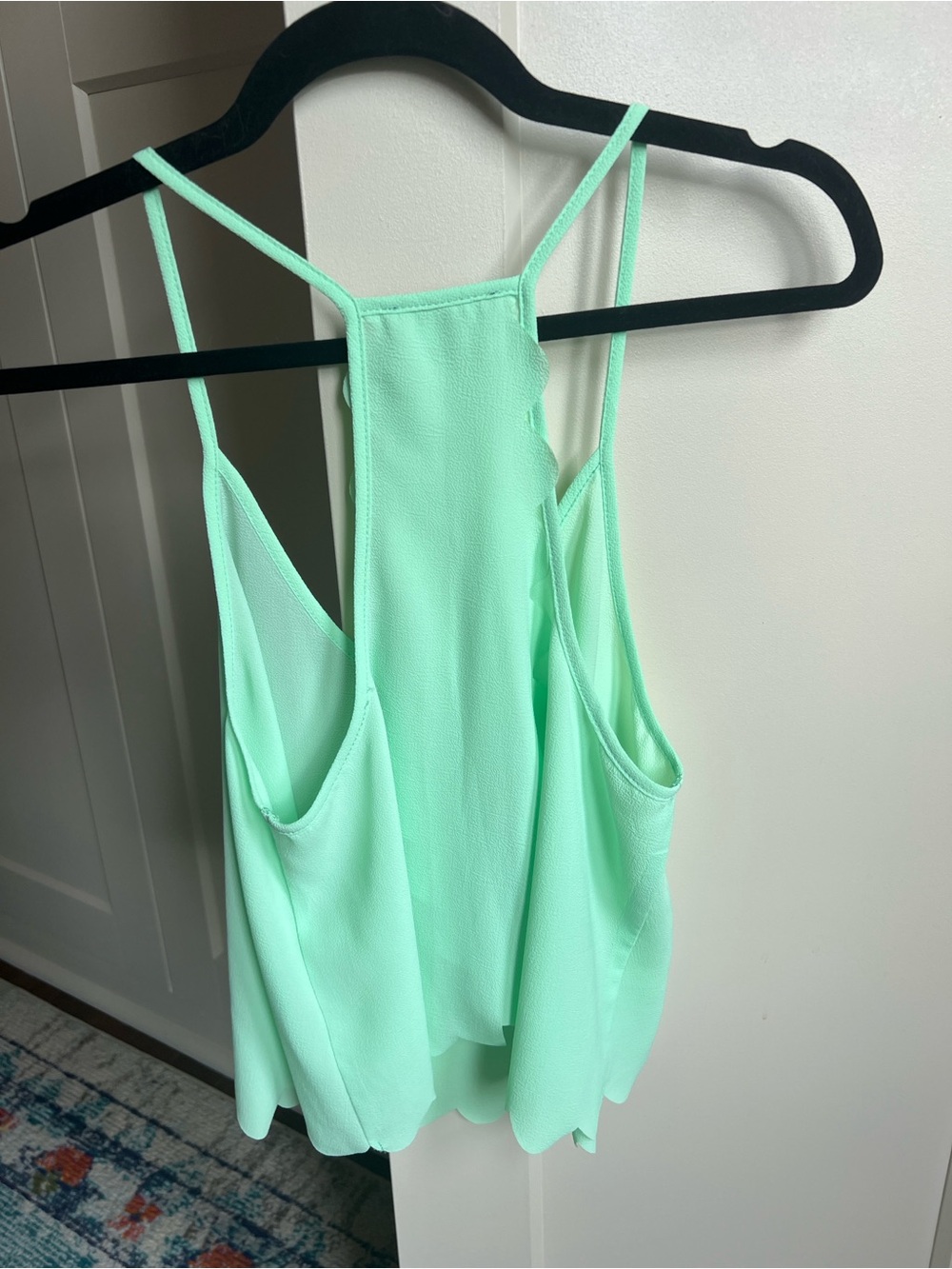 ASTR Mint Green Scalloped draped back Racerback Cami Tank Top Size S - Picture 6 of 9